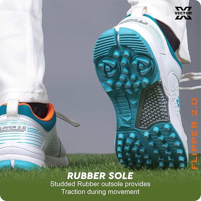 KNK Vector Striker Pro Cricket Shoes – Indoor & Outdoor Rubber Spike Sports Shoes for Cricket & Hockey – Lightweight with Midfoot Support, Cushioned Ankle Collar & Durable PU Upper4