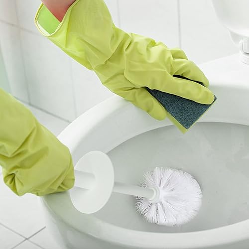 Miniatura 8 de Topsky Cepillo de inodoro, paquete de 2 escobillas de inodoro compacto y juego de soporte, cepillo de plástico redondo con 2 cabezales de cepillo de