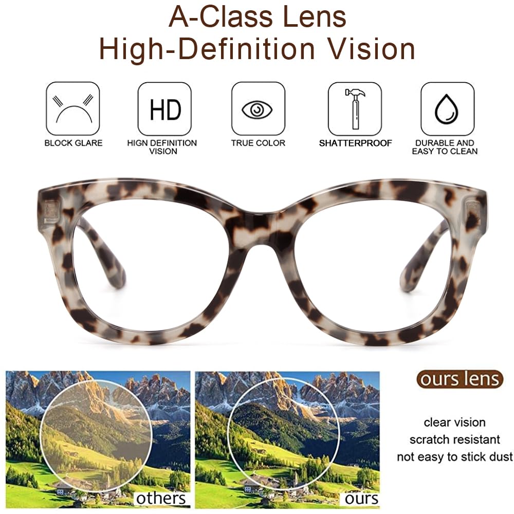 JiSoo 3 Pack Reading Glasses 2.5 Women/Men Designer Oversized Readers, Thick Large Round Ladies Reading Glasses 2.5 - Image 3