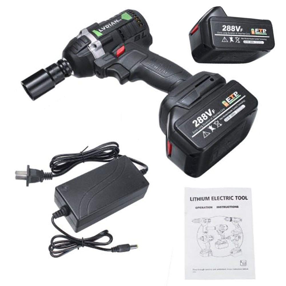 380N.m Avvitatore Percussione Elettrica a Batteria con 2 Batterie Ricaricabili Trapano a Percussione Senza Spazzole Luce a LED Presa da 1/2 Pollice Strumenti per Cacciaviti Elettrici