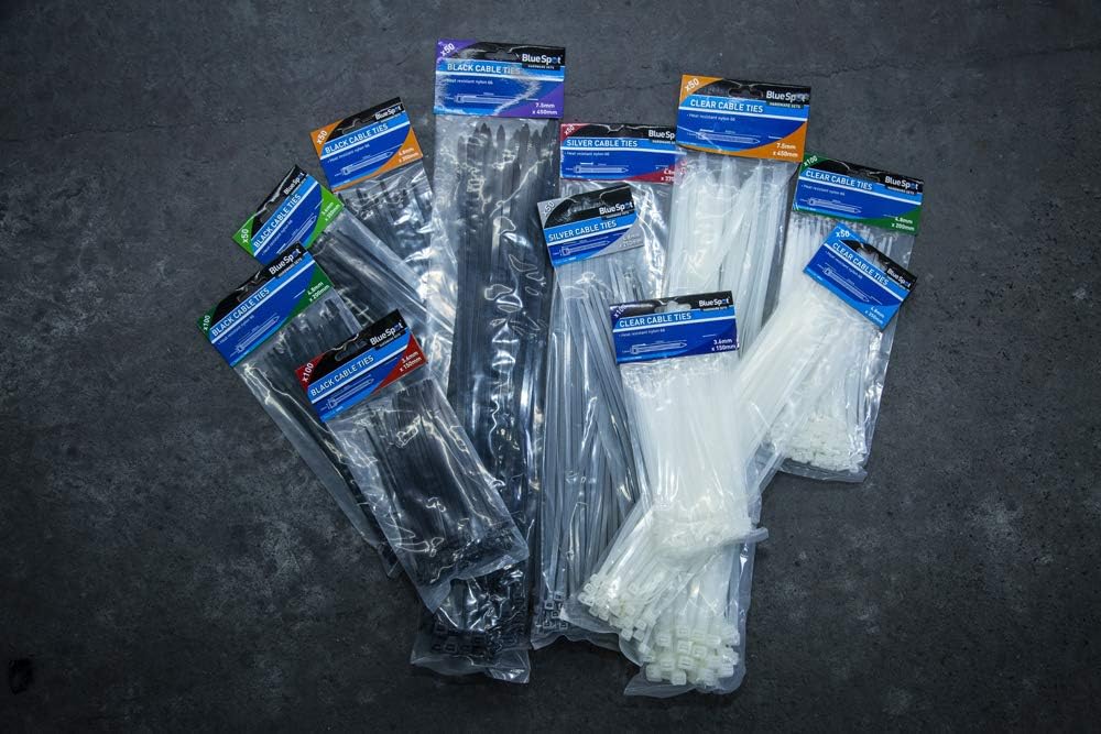Blue Spot 40053 4.8Mm X 200Mm (100Pcs) Clear Cable Ties
