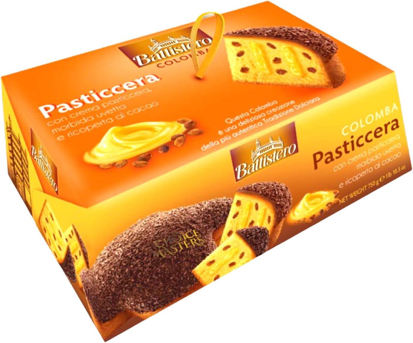 Easter Cake | Italian Colomba Easter Cake with Pasticcera Custard Cream, Raisins and Chocolate Topping 750g | Authentic Traditional Italian