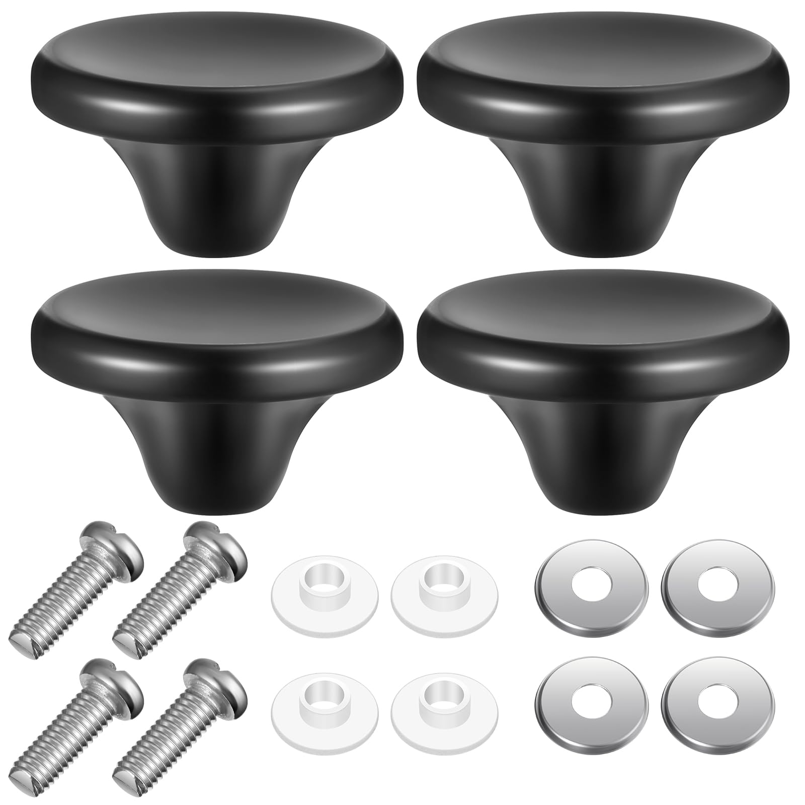 Hotop 4 Sets Dutch Oven Knob Stainless Steel Replacement Knob Pot Lid Handle Compatible with Le Creuset, Aldi, Lodge and other Enameled Cast-Iron Dutch Oven (Black)