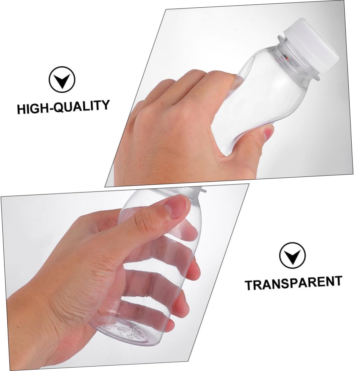 12pcs Plastic Bottles Caps Pet Food Grade Beverage Bottle for Water Beverages Juice Packaging