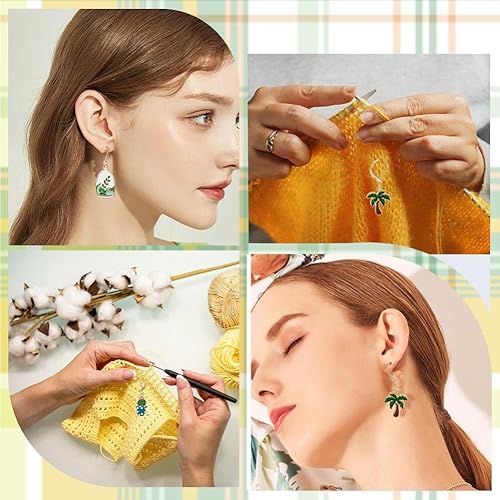 Miniatura 5 de SUNNYCLUE 1 caja, 20 marcadores de puntada, bonitos dijes de cierre de langosta para plantas verdes, cactus y ganchillo, marcadores de punto de