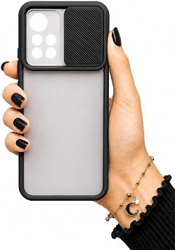 Xiaomi Redmi Note 11 Pro Plus 5G ile uyumlu K l f Slayt S rg l  Arkas  Buzlu Lensi Kapak - Siyah