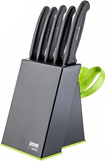 KOHE 8 PCS Stainless Steel Kitchen Knife Set with Block, Knife Holder for Kitchen, 5 Knives, 2 Peelers and 1 Scissors(KB-8... Price In India