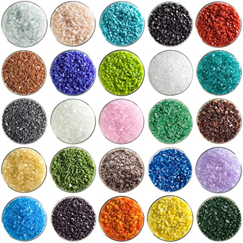 Super Mega Coarse Glass Frit Sampler Pack Number 2-25 Colors, 90 COE - Made from Bullseye Glass by New Hampshire Craftworks
