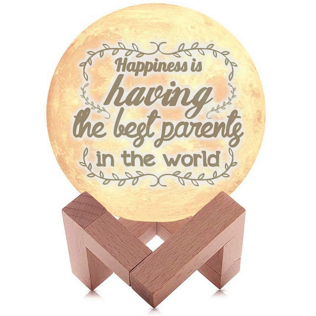 Moon Light 2 Colors Dimmable LED Change by Touch & Remote Control USB Charging Moon Lamp with Wooden Stand for Lover Kids