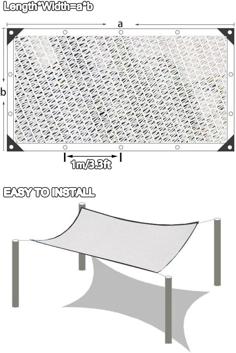 50% White Shade Cloth for Garden Greenhouse, Uv-Resistant Breathable Mesh with Grommets, 10x10ft 12x12ft Heavy Duty Sun Shade Net Cover for Plants Patio Chicken Coop(26x26ft)
