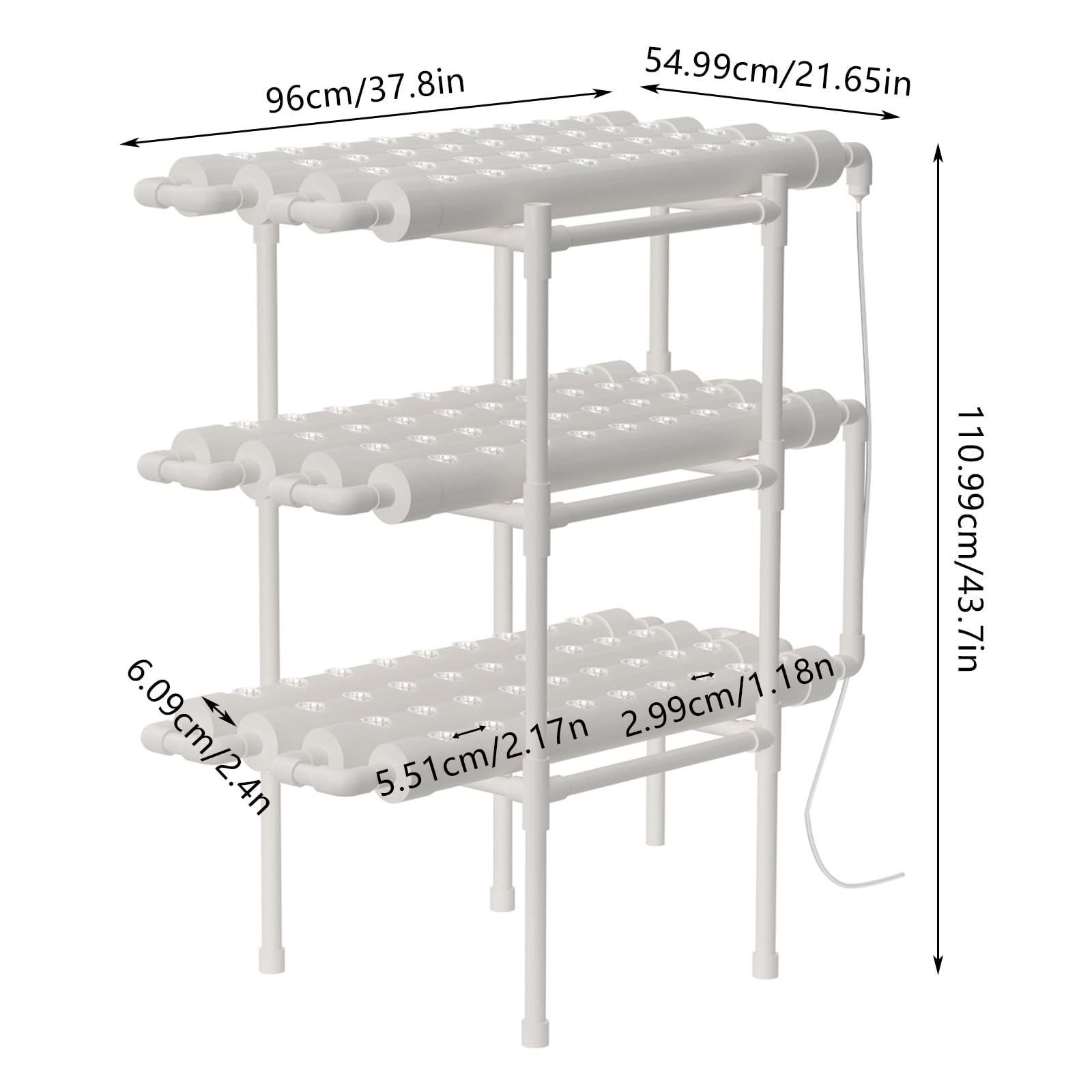 Hydroponic System Aeroponic Tower 3 Warstwy PVC 108 Otworów 12 Rur Bezglebowy System Hydroponiczny