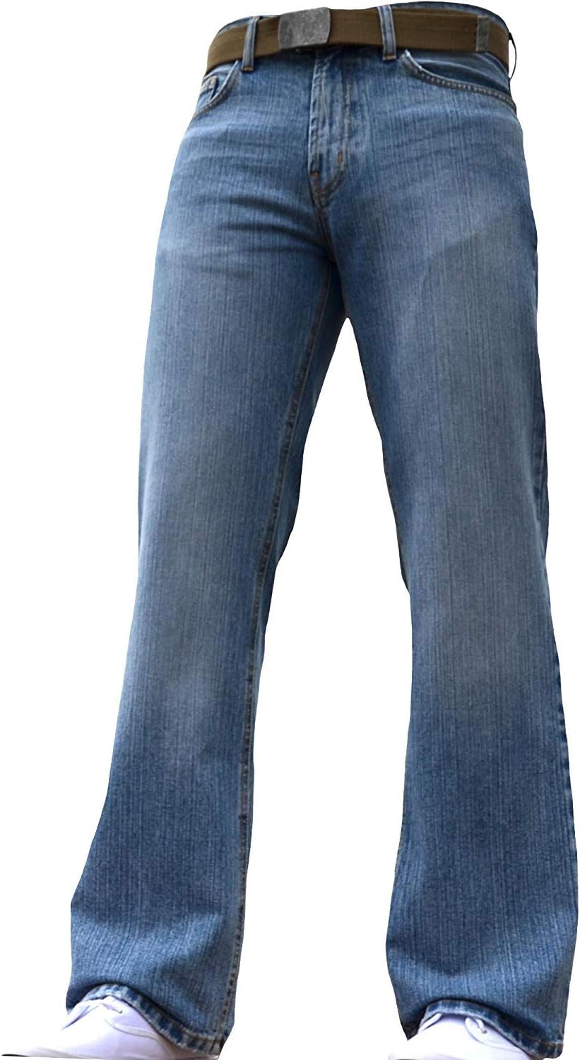 BNWT Men's Wide Leg Bootcut Flared Blue Heavy Denim Jeans