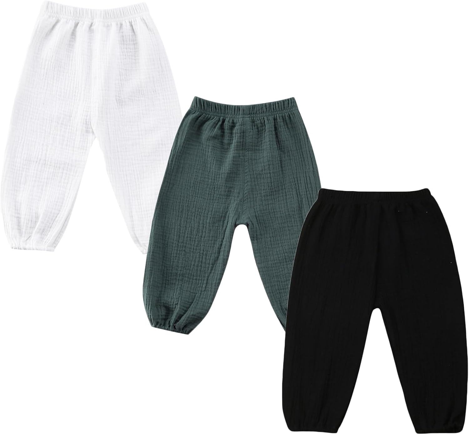 Toddler Baby Boys Girls 3 Pack Cotton Linen Bloomers Pants Solid Color Basic Plain Baby Clothes Joggers