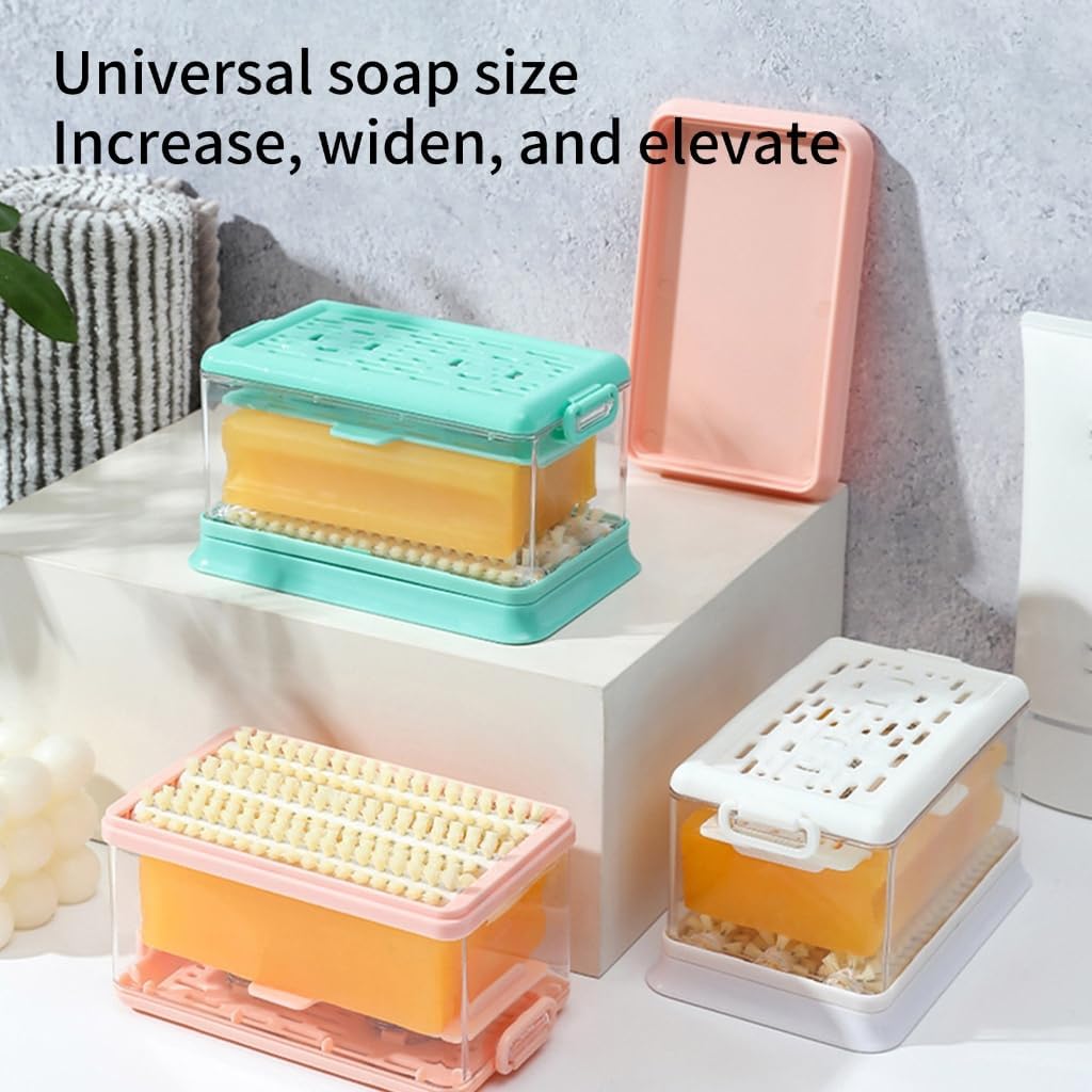 Foaming Soap Case with Draining Bottom and Cover for Dry Storage for Home, Travel, and Sports Use,