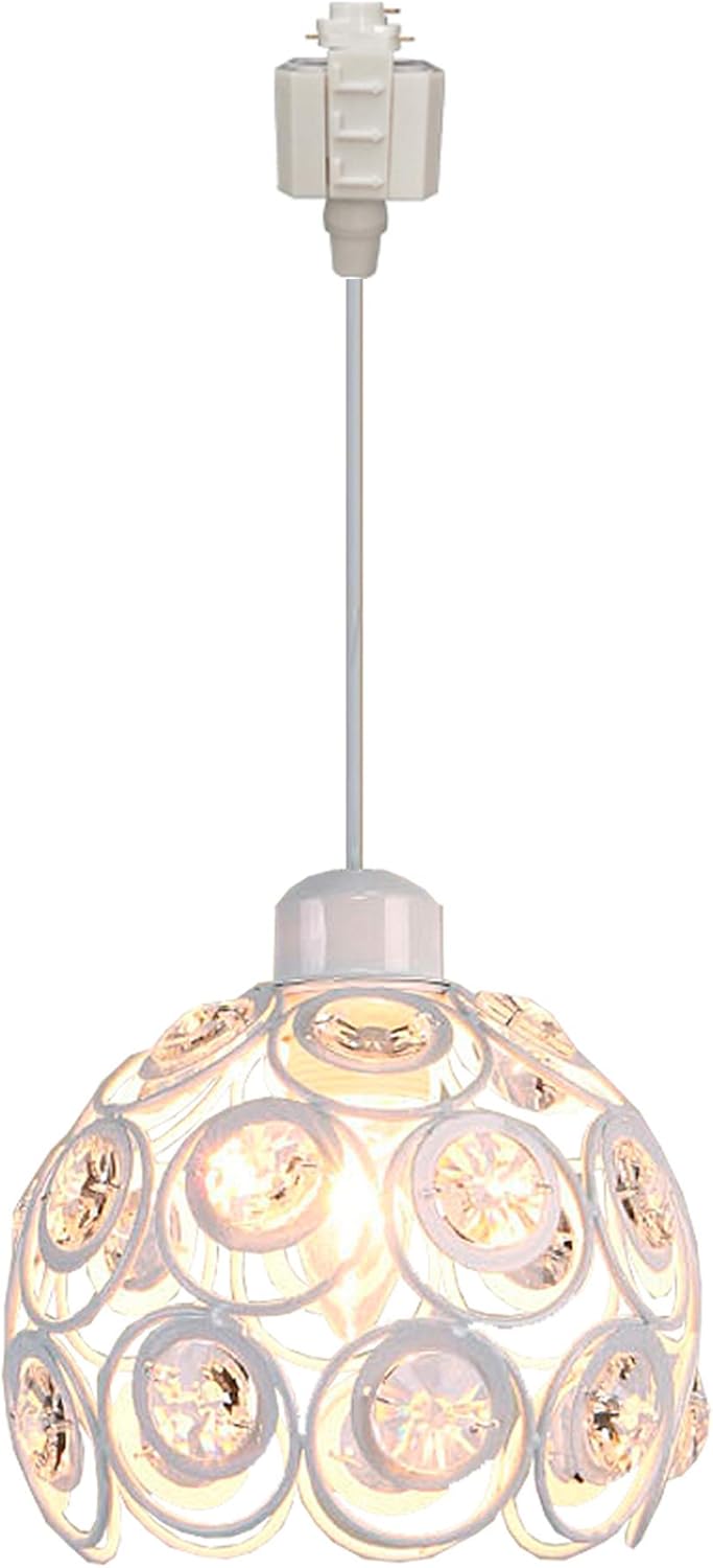 1-Light H-Type Track Light Pendants Crystal Lampshade White Iron Cage 4.1ft Wire Restaurant Chandelier Pendant Light Bulb Not Included
