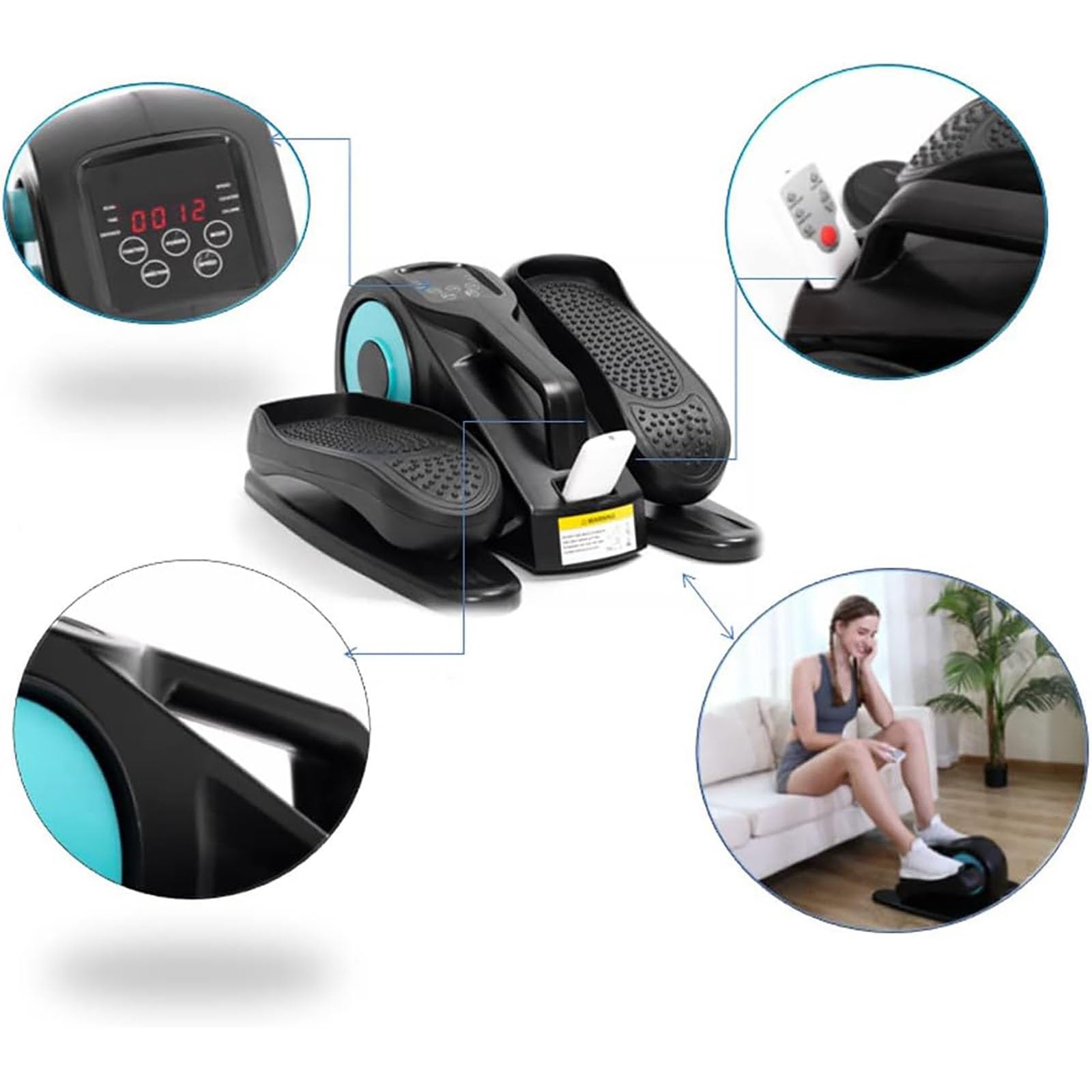 Trainer ellittico Elettrico sotto la scrivania, 5 Livelli di Resistenza Regolabili con Telecomando, attrezzo Ginnico a Pedali seduti, per la Palestra dell'home Office