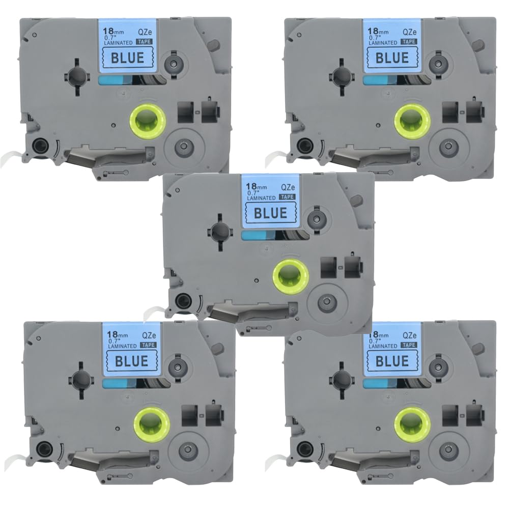 BROVACS 5 Pack Black on Blue Laminated Label Tape Compatible for Brother P-Touch Label Printer TZ 541 TZe 541 18mm 3/4" OPA4541x5
