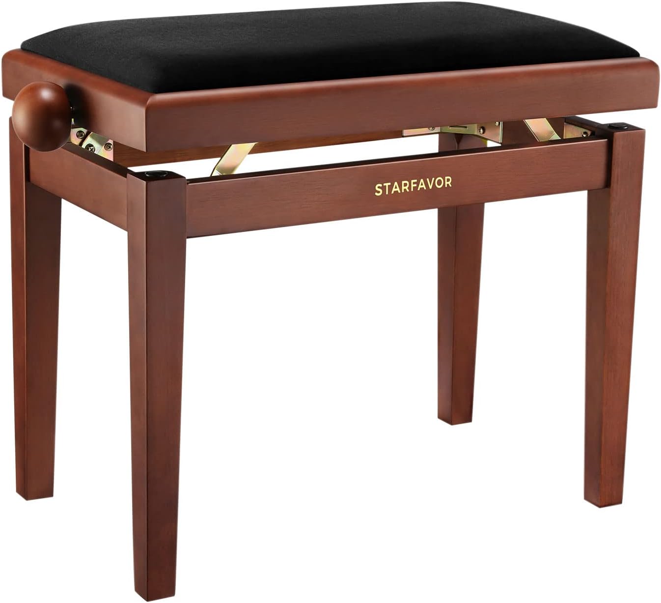 Starfavor Piano Bench Adjustable, Wooden Piano Stool Padded