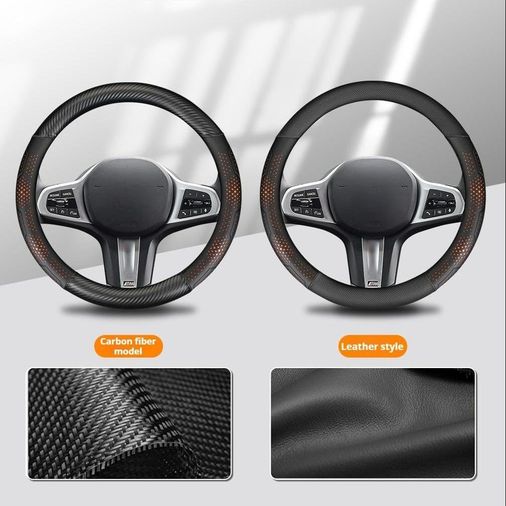 RYE for Audi Steering Wheel Cover, Leather Car Steering Wheel Cover 3D Grip Texture Heavy-Duty Durable Breathable, for Audi Q5 A4 Q3 A3 Q7 A6 A5 Q8 S5 Q4 A7 A8 Accessories - White CF Texture