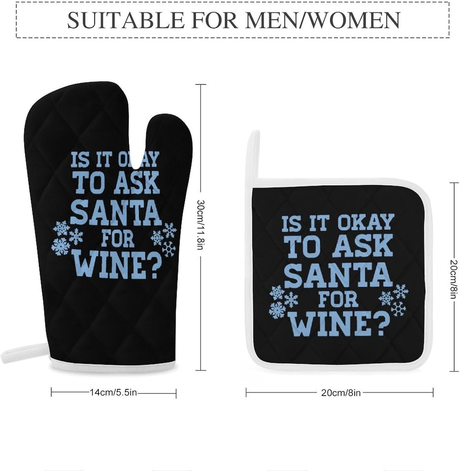 Ask Santa for Wine Oven Mitts and Pot Holders 4Pcs Set Heat Resistant Cooking Mitts Hot Pads