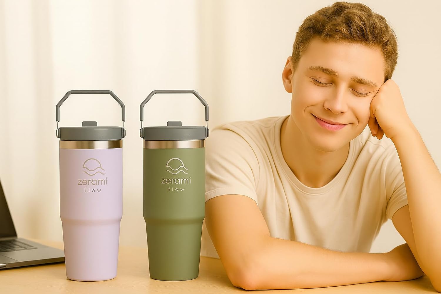 Flip Straw Tumbler with Handle 30 oz | Twist-On Lid & Flip-Up Straw | Leak Resistant Insulated Water Bottle Mug | Double Wall 304 Stainless Steel | BPA-Free, Cupholder, Coffee (Black) - Image 7