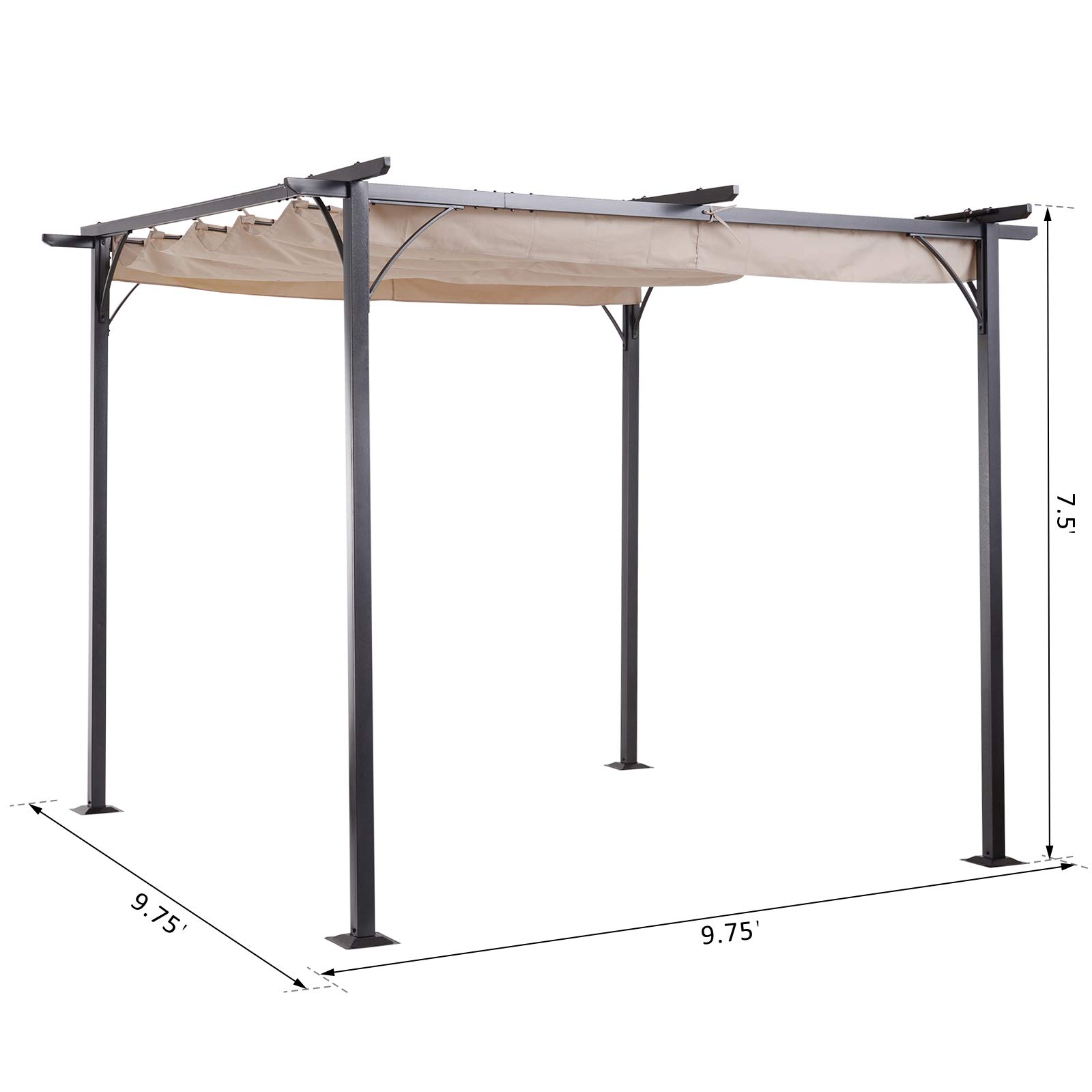 Buy Outsunny 10’ x 10’ Retractable Patio Gazebo Pergola with UV