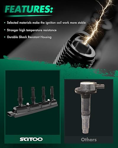 Vista 1736 de SCITOO 1 bobinas de encendido con 4 bujías de iridio para Chevrolet 2011-2015 Cruze 1.4L 2016 Cruze Limited 1.4L 2012-2020 Sonic 1.4L 2013-2021 Trax