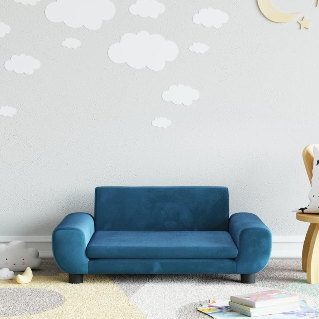 Homgoday Canapé pour enfants, bleu 70 x 45 x 33 cm, en velours, canapé, salon, canapé, salon, canapé, canapé, jardin, salon, terrasse extérieure, mobilier