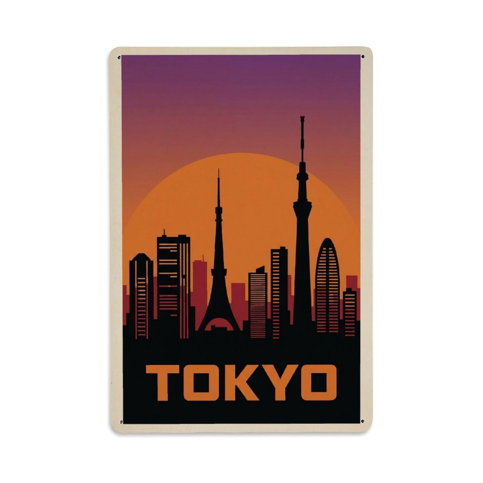 Gead 8X12inch Style Vintage Travel Tokyo Japan Skyline Metal Tin Sign