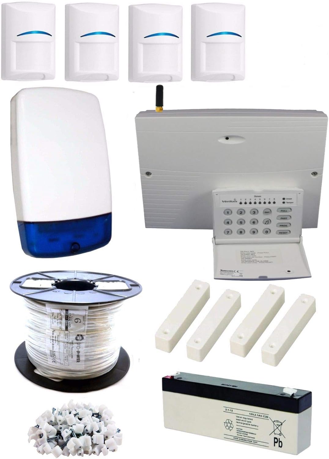 Veritas R8 PLUS, LED Keypad Wired Burglar Alarm Kit, 4 BOSCH
