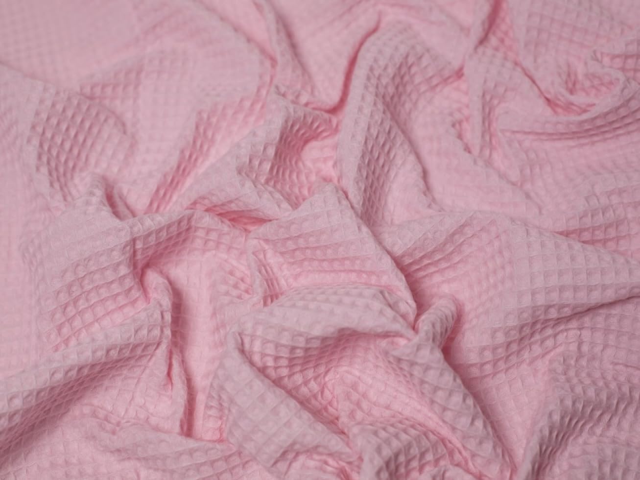 Minerva Rose Pink Medium Cotton Waffle Fabric - Per Metre