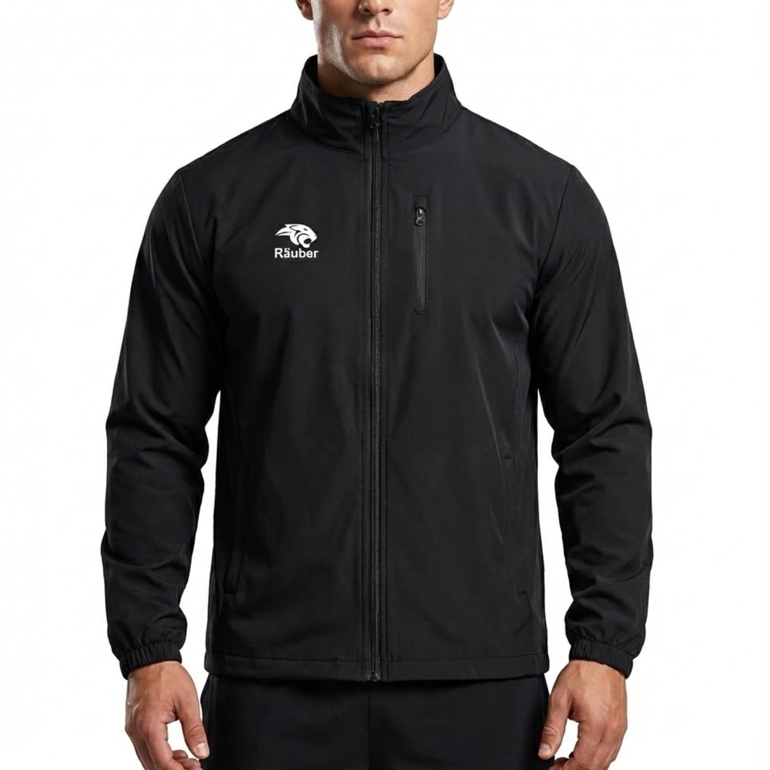 Men’s Winter Sports Upper | Full Zip Track Upper for Men | Windproof Gym Running Upper Jacket | Zipper Pockets | Dark Grey & Black-image-40