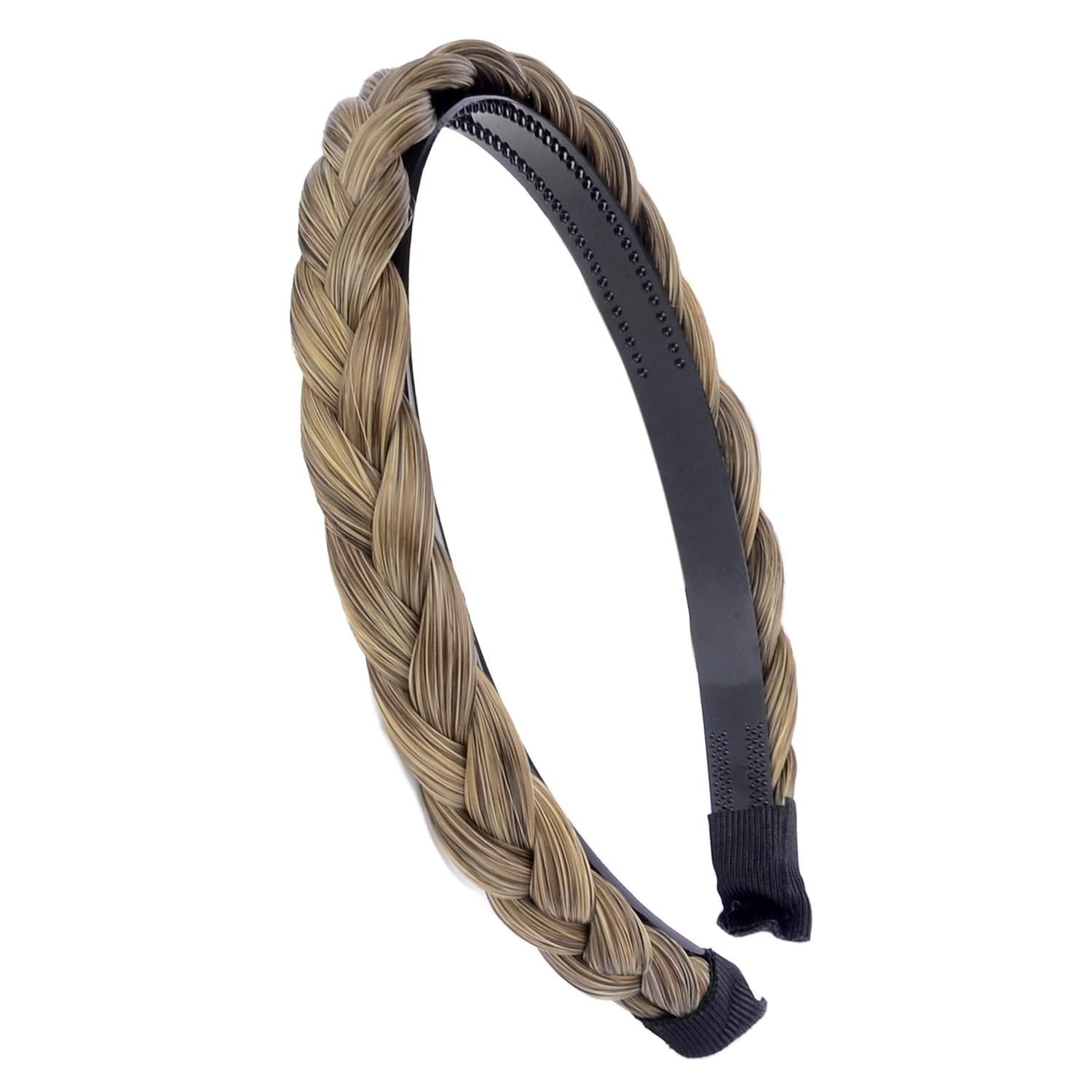Headband Synthetic Hair Plaited Headband Braid Braided With Teeth Hair Band Accessories for Women Girl Wide 0.6 Inch (Dark Blonde)