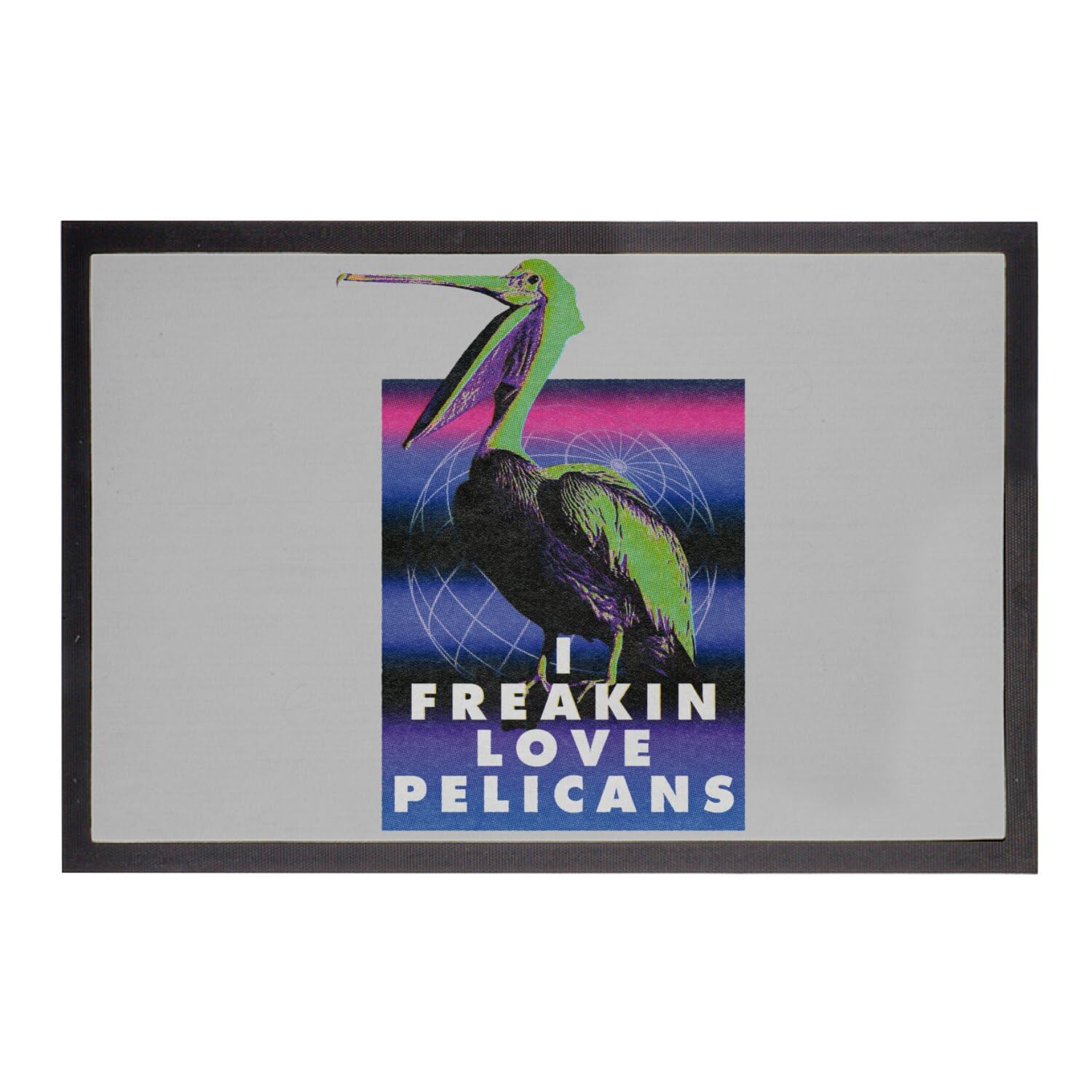 Paillasson gris 75x50cm avec illustration vintage de pelicans humour pour decoration d entree