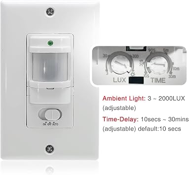110V ~220V AC ON Off Auto Wall Mounted Motion Sensor Switch,Automatic Infrared Light Switch with Light Control Sensor Nicely