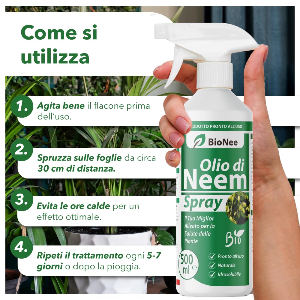 Olio di Neem Concentrato Biologico Insetticida Naturale 500 ml Spray