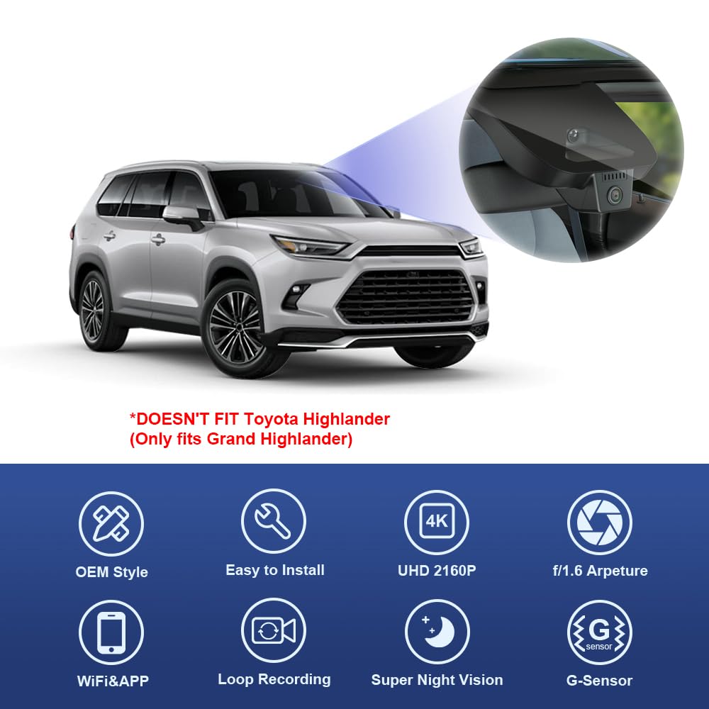 Highlander Camera Snapklik.com : Fitcamx 4K Dash Cam Suitable For Toyota Grand Highlander ...