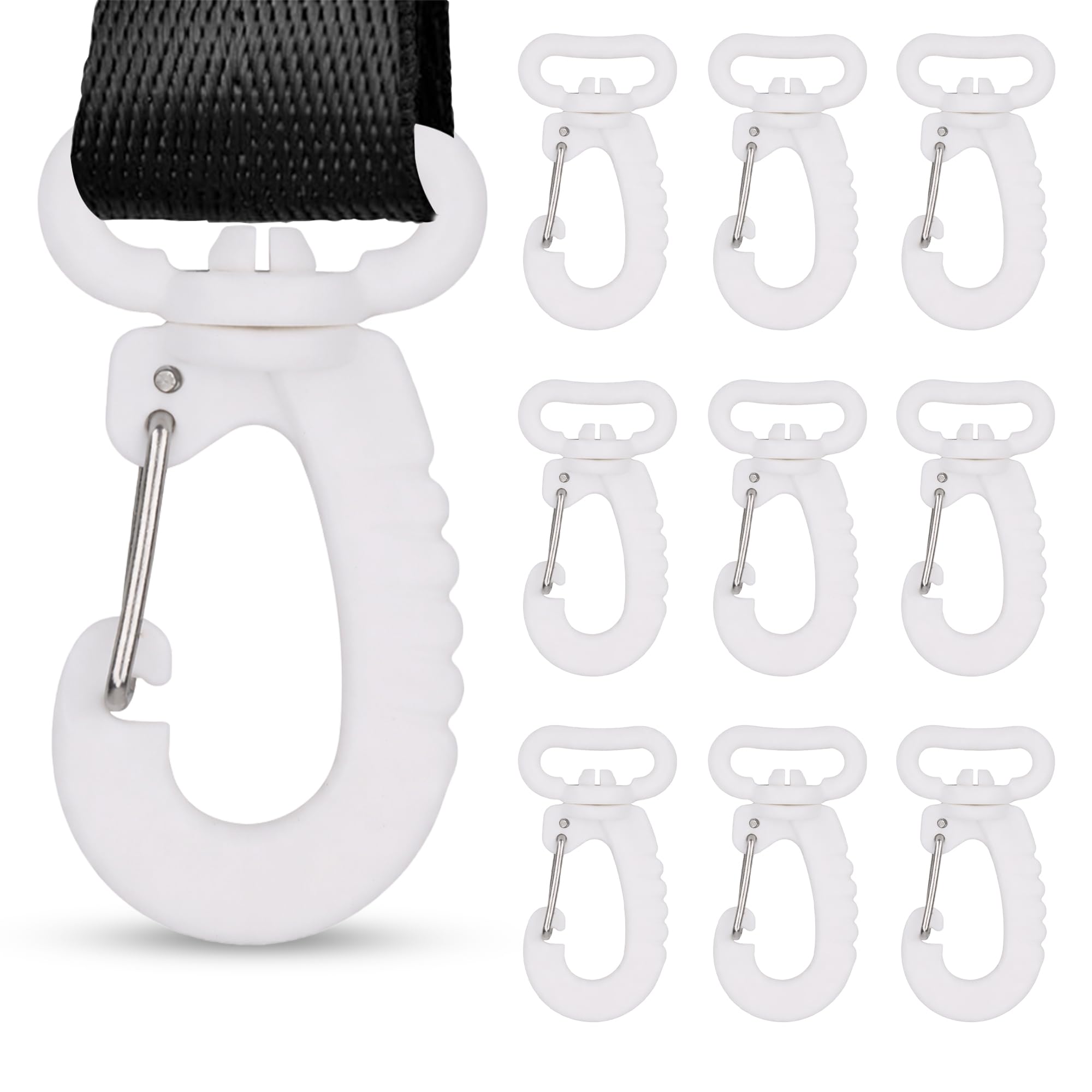 Trimming Shop Plastic Swivel Snap Hooks, 50pcs, 25mm, White
