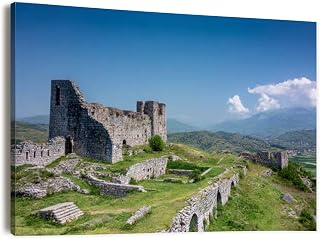 Canvas Wall Art Prints Picture Ruined Buildings Rozafa Castle Framed Large Size Artwork Wall Painting Home Decor for Living Room Bedroom Ready to Hang 24"x36"