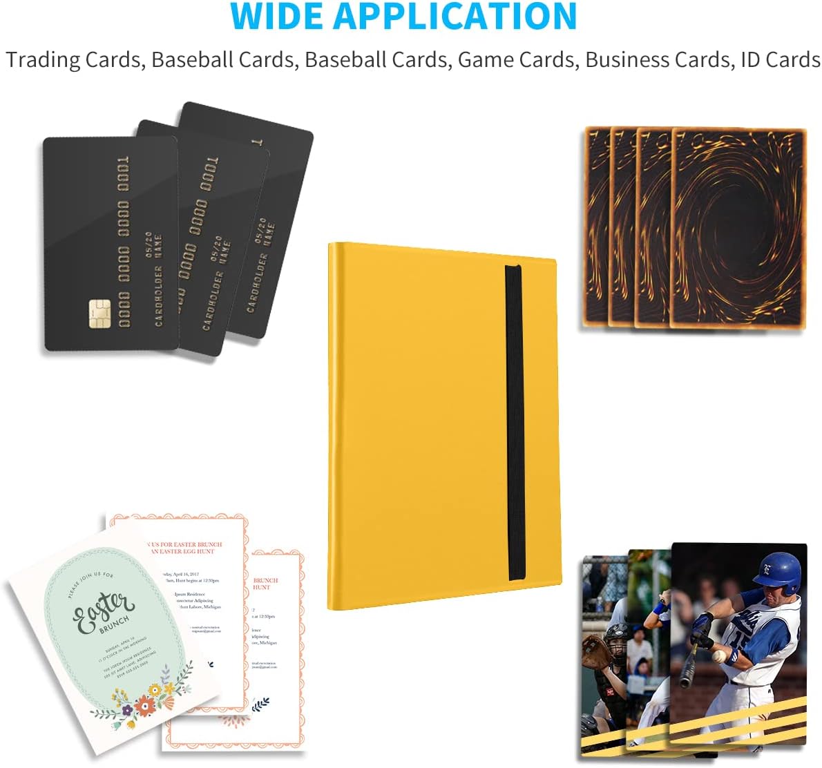 Upgraded 9 Pockets Trading Card Collection Binder, 360 Book Holder Album for Yugioh, MTG, TCG, Magic, Sports Cards - Yellow