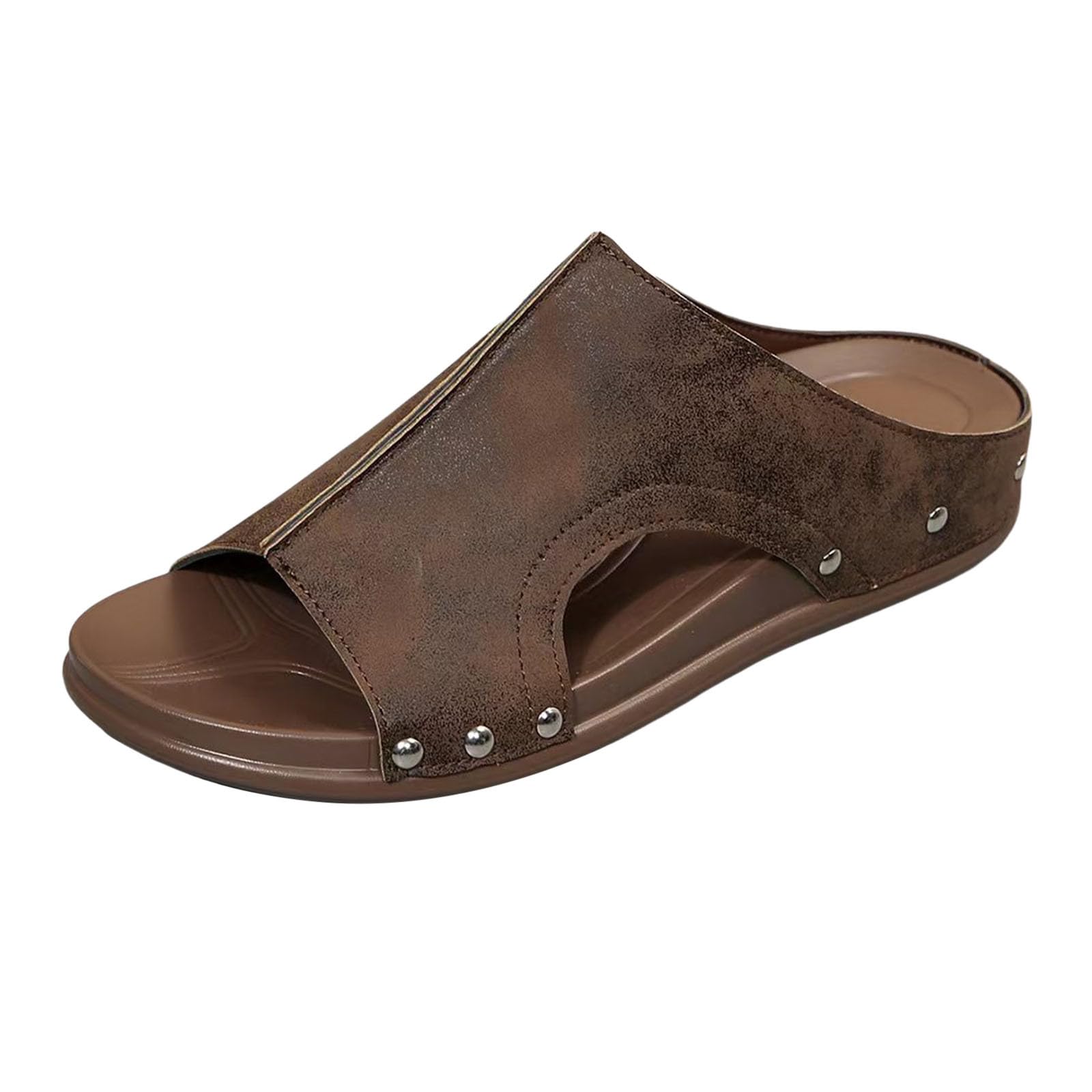 Pantuflas de casa para mujer, sandalias bajas de verano, sandalias cómodas con puntera abierta, correa al tobillo, pantuflas de corcho casuales Drssey, lindas sandalias bohemias de playa