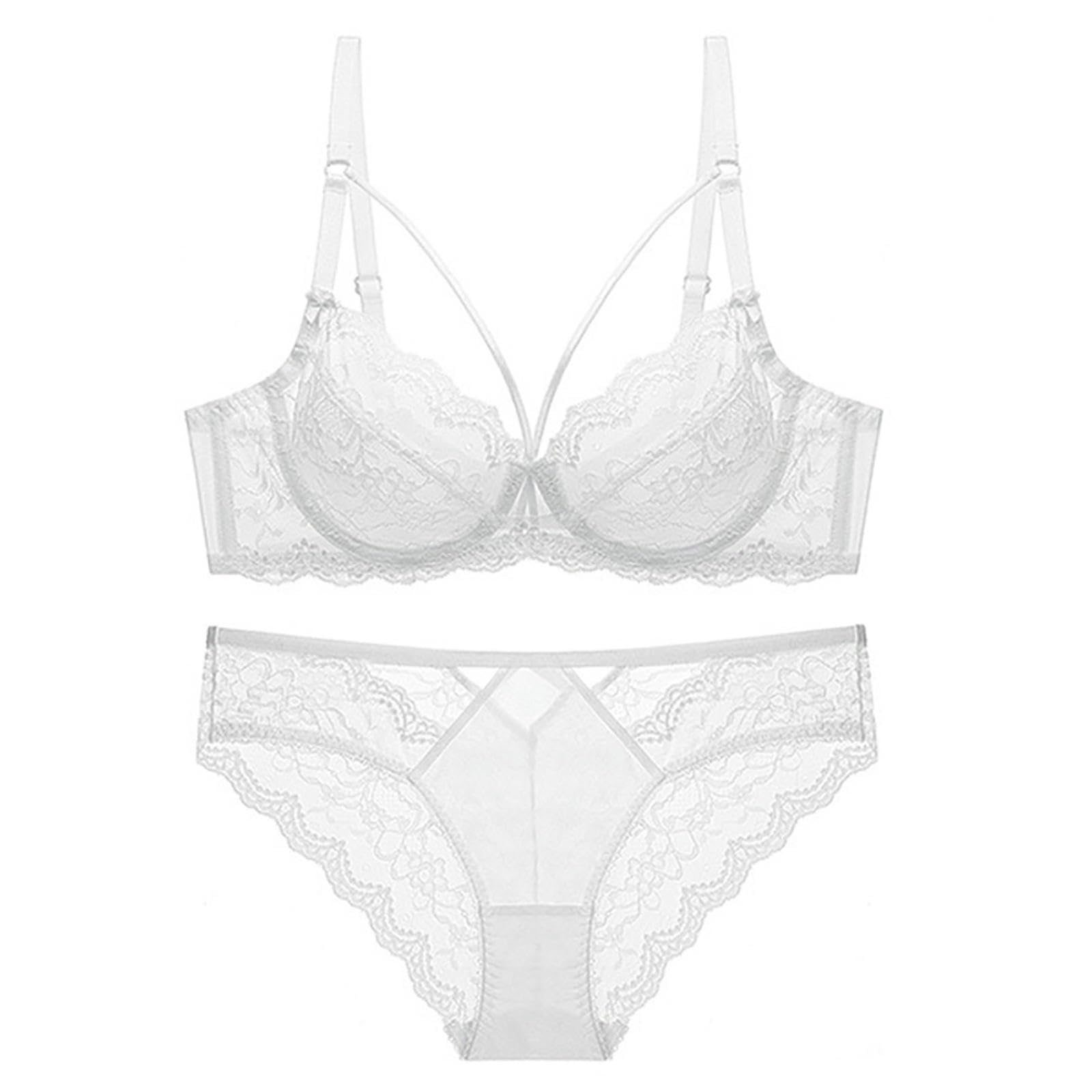 Sujetadores Conjunto De Lencería Sexy Encaje Estilo Francés, Sujetador Fino, Push-up Y Calado-blanco-36 80b (Juego)