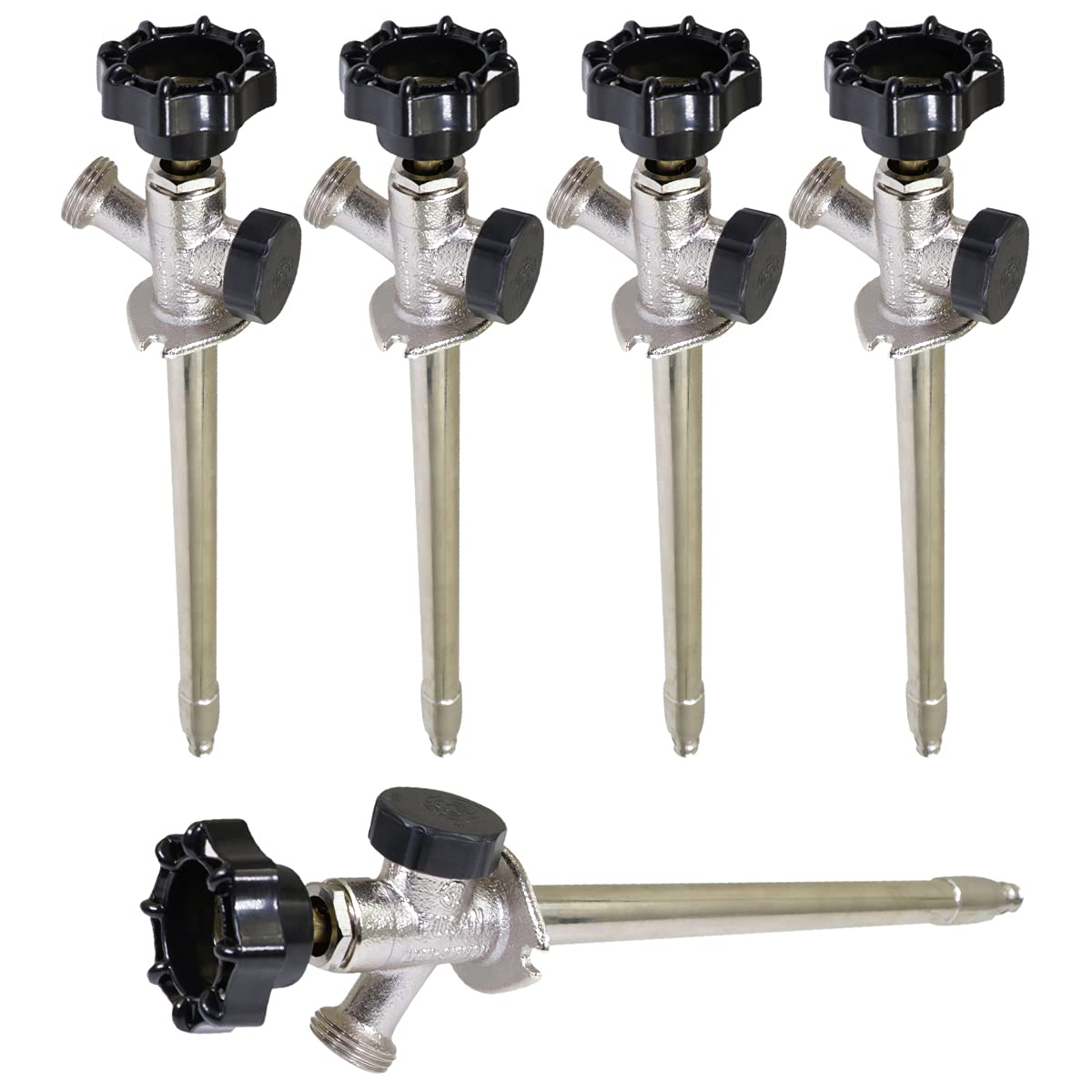 Midline Valve 62121G-OM-5 Anti-Siphon Sillcock Frost Free Outdoor Faucet with Vacuum Breaker 1/2 in. PEX A x 3/4 in. Hose Bib, 12 in. Long (5 Pack), Chrome
