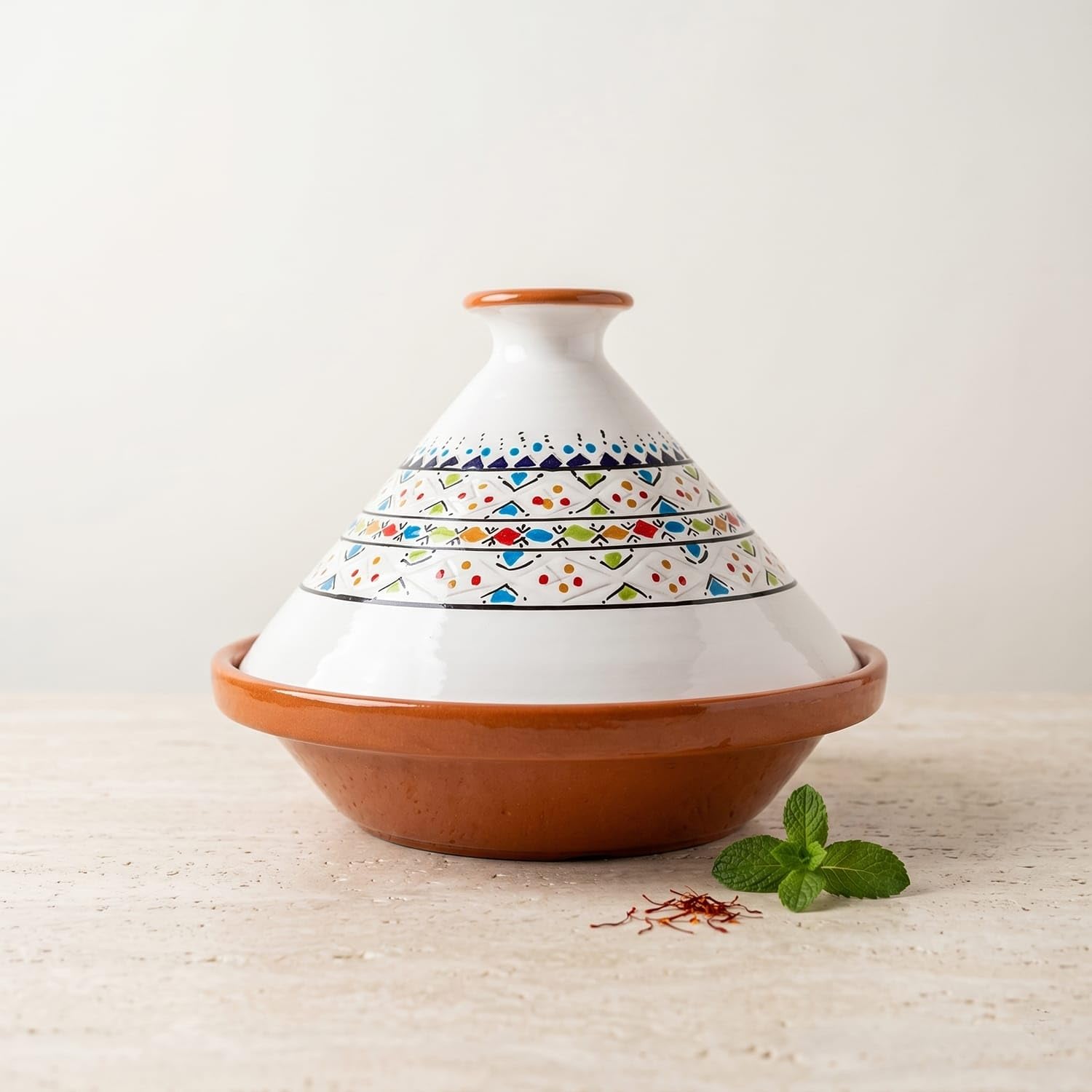 Tajine en Terre Cuite XL 32 cm – Authentique Marmite Ethnique Marocaine/Tunisienne avec E-book Gratuit 0212242001
