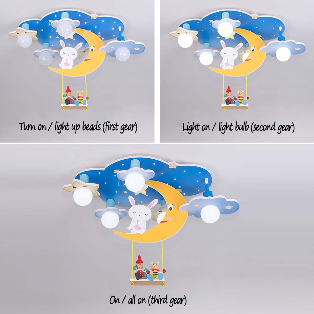 Lampa sufitowa dla dzieci LED Nowoczesna lampa sufitowa do pokoju dziecięcego Drewniana E27 * 5 Chłopiec Dziewczyna Kreskówka Sufit do sypialni Salon Gabinet Wewnętrzna lampa kopułkowa Różowa lampa