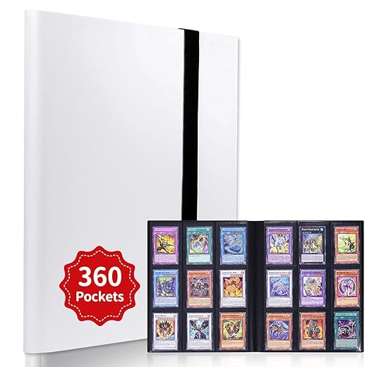 LIUDU Card Binder 9-Pocket,360 Pockets Game Cards with 20 Sleeves,Trading Card Collection Zipper Binder Holder for Kids Gifts (White 360Pockets)