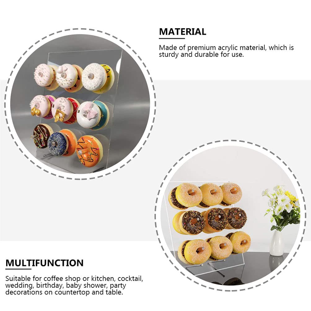 Cabilock Escuadras para Estanterias Soporte de Exhibición de Acrílico para Mostrar 9 Donuts Expositor de Donuts para Mesa de Postres de Fiesta de Cumplea?os de Boda Soportes para Estantes