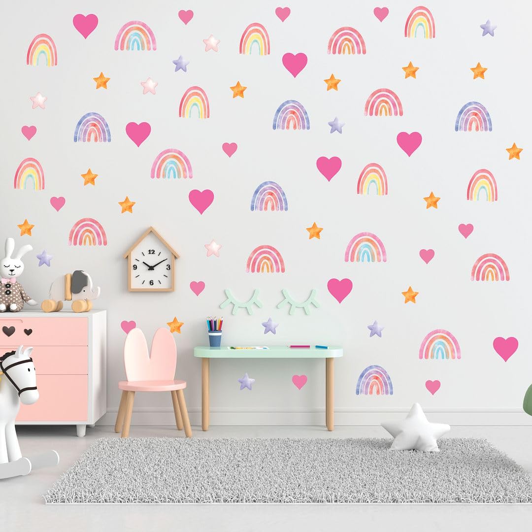 CVANU Beautiful Heart Star & Rainbow Design Printed Self-Adhesive Vinyl Decal Wall Sticker 5-A4 Sheet for Kid's Room| Living Room| Nursery| Bedroom (8.3inch X 11.7inch)_781-image-43