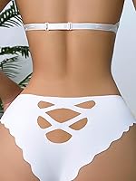 Vista 2 de Milumia Ropa interior para mujer, sin costuras, sin costuras, festoneada, no visible, bikini suave