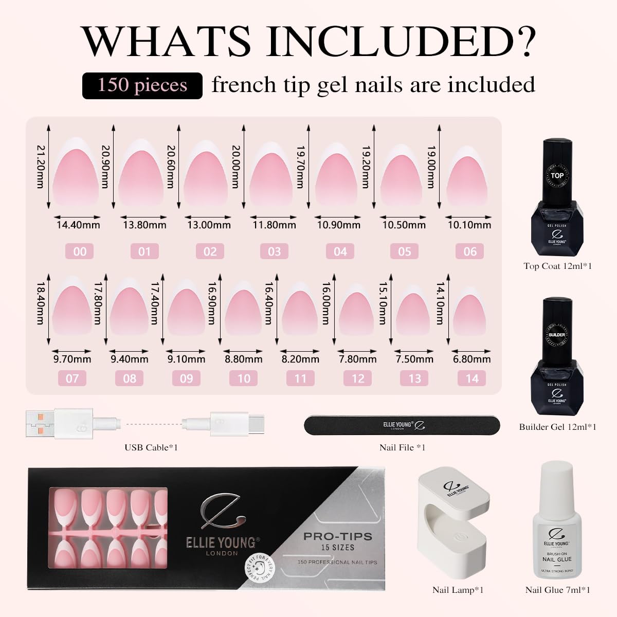 PRO-TIPS - 150 unghie a pressione, in gel acrilico, per un facile set fai da te